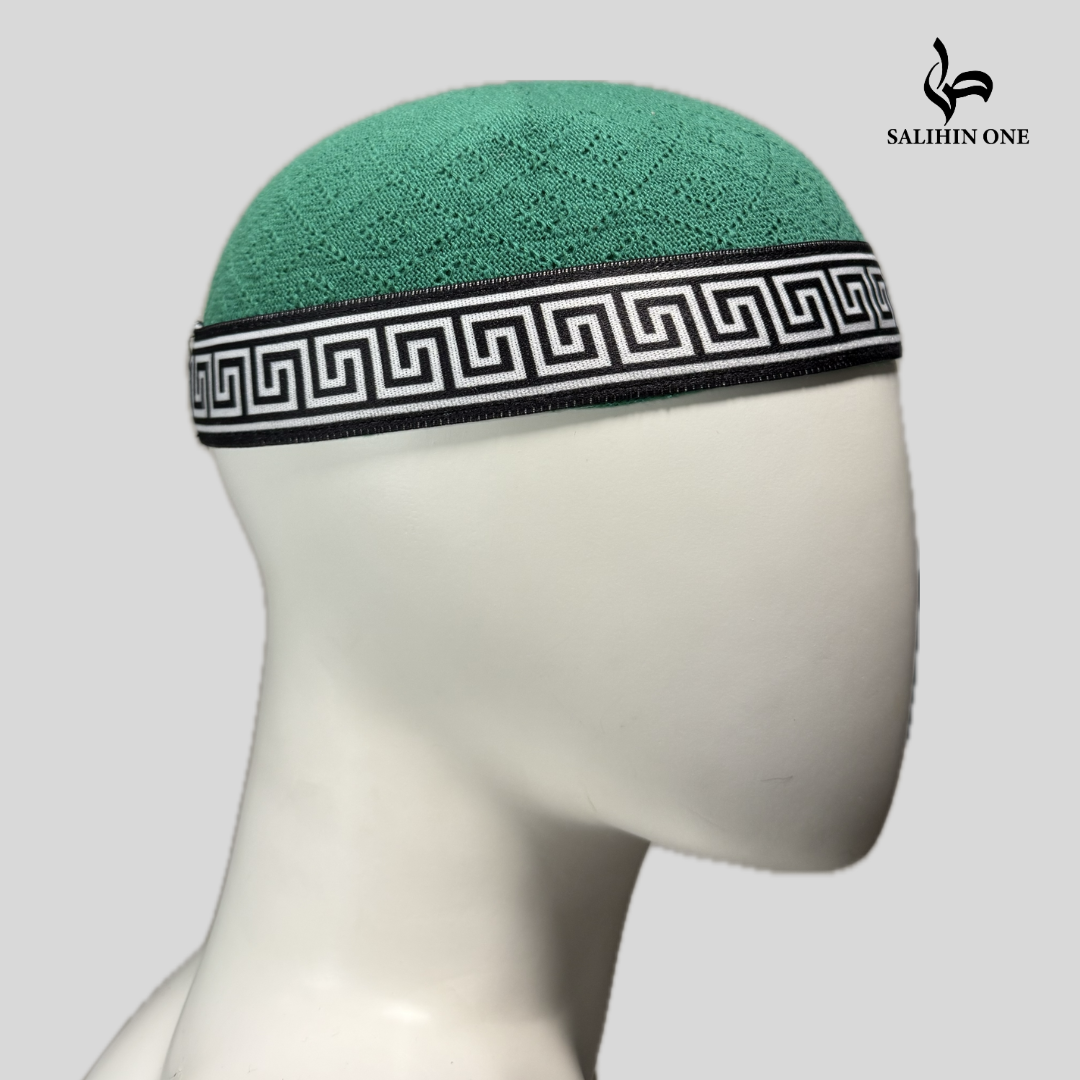 Kufi Egipcio Verde fluor con bordes en blanco y negro