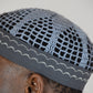 Kufi Egipcio Bordado Clásico – Azul claro y Gris