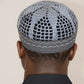 Kufi Egipcio Bordado Clásico – Azul claro y Gris