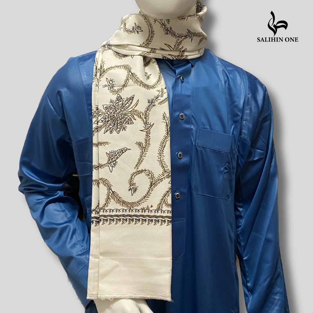 Bufanda Egipcia con Diseño Artesanal [1] - Blanco